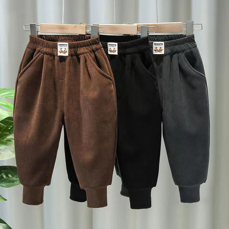 Lasteriiete hulgimüük poiste fliisvoodriga lastepüksid laste kordvelvetist püksid sügis- ja talvemoe brändi paksendatud dressipüksid Korea stiilis pealisrõivad