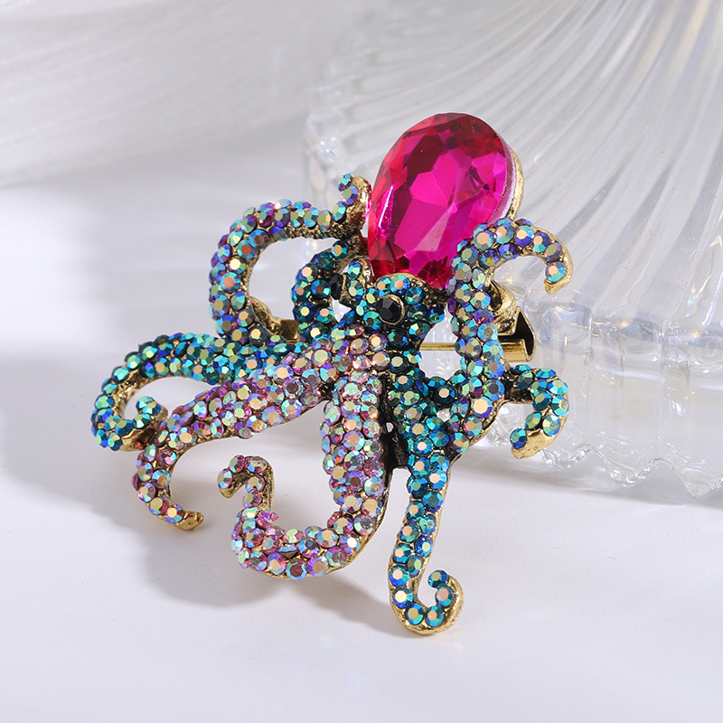 Broșă de caracatiță cu strasuri din aliaj de stil coreean, populară, pentru femei, îmbrăcăminte cu strasuri, broșă de caracatiță, accesorii pentru costum, în stoc en-gros