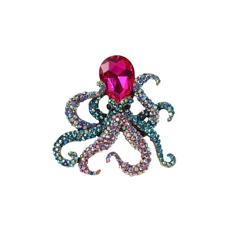 Broșă de caracatiță cu strasuri din aliaj de stil coreean, populară, pentru femei, îmbrăcăminte cu strasuri, broșă de caracatiță, accesorii pentru costum, în stoc en-gros