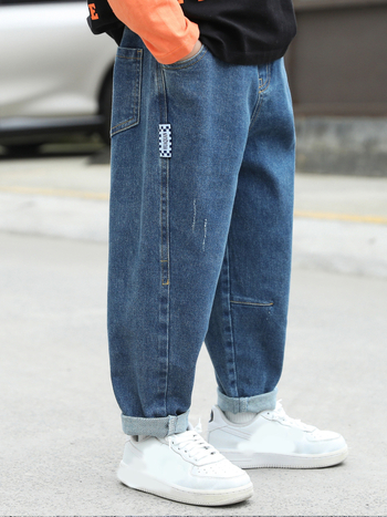 Laste laisad elastsed teksad sügiseks uued kõik-sobivad venivad poiste teksad väikeste ja keskmise suurusega laste teksariidest pikad trendikad püksid