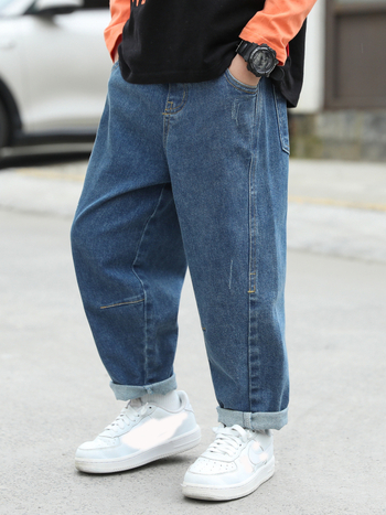 Laste laisad elastsed teksad sügiseks uued kõik-sobivad venivad poiste teksad väikeste ja keskmise suurusega laste teksariidest pikad trendikad püksid