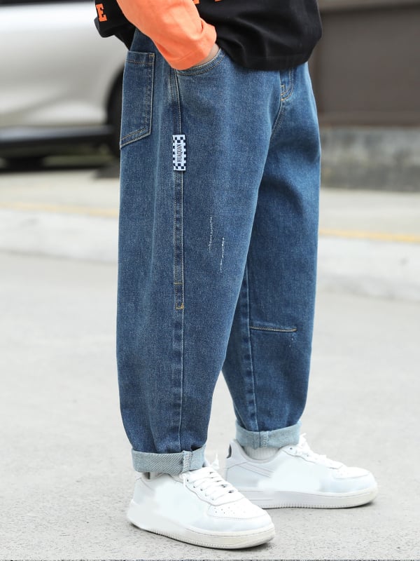 Blugi elastici leneși pentru copii, toamna, noi, all-match, stretch, blugi pentru băieți, de dimensiuni mici și mijlocii, pentru copii, denim, lungi, la modă