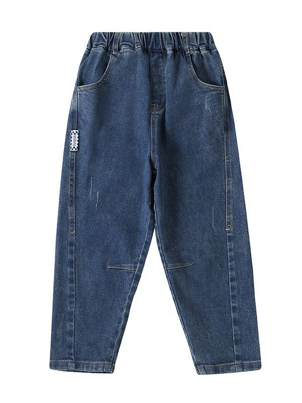 Laste laisad elastsed teksad sügiseks uued kõik-sobivad venivad poiste teksad väikeste ja keskmise suurusega laste teksariidest pikad trendikad püksid