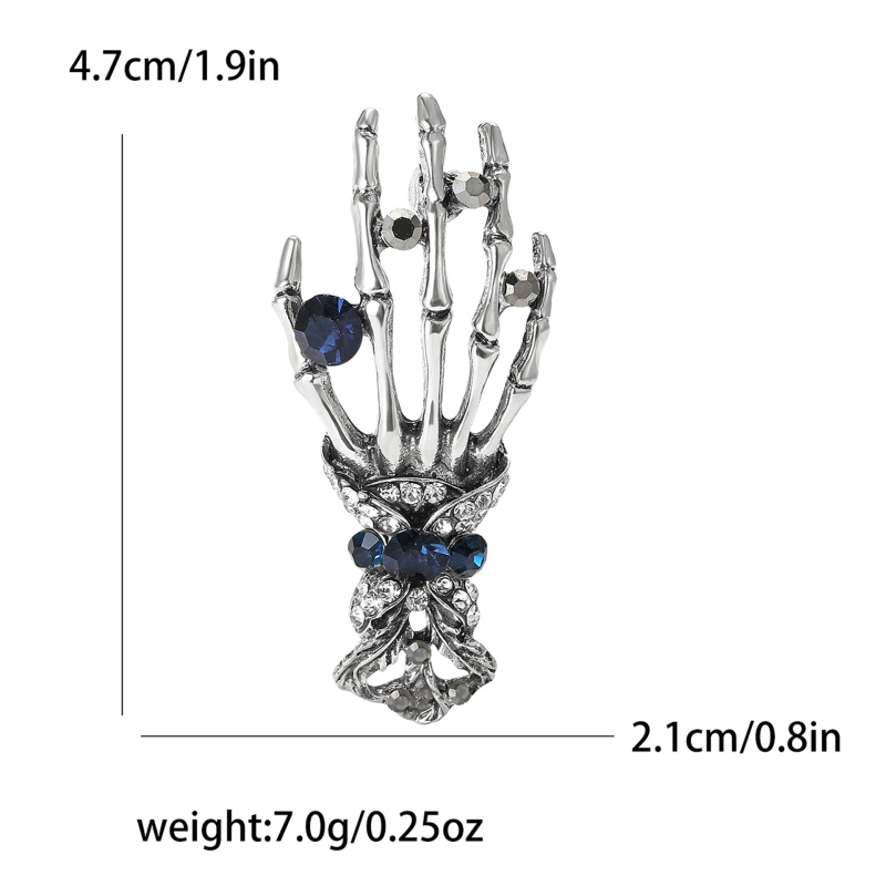 Európai és amerikai retro ötvözet strassz csontváz kéz csont bross személyiség punk stílusú férfi és női ruházati ékszertű