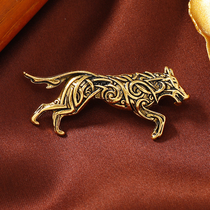 Broșă vintage cu cap de lup pentru bărbați agresivi, face vechiul electrolizat din aliaj, accesorii pentru jachetă de costum, personalizat, animal lup, pin acum