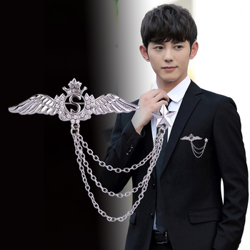 Moda coreeană aripi de înger Tassel coroană bărbătească broșă britanic costum accesorii corsaj femei Pin