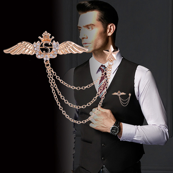 Moda coreeană aripi de înger Tassel coroană bărbătească broșă britanic costum accesorii corsaj femei Pin