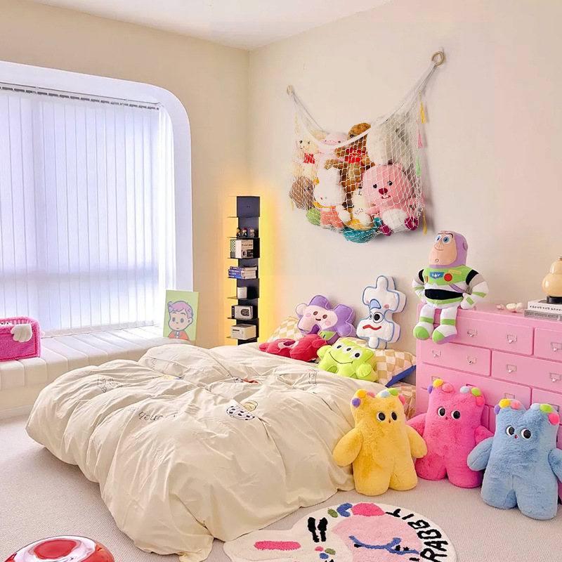 Käsitsi valmistatud kootud mänguasjade hoiustamise võrktasku Instagrami stiilis nurgamänguasjade hoiustamise võrktasku lastetoa nuku hoiustamise võrktasku