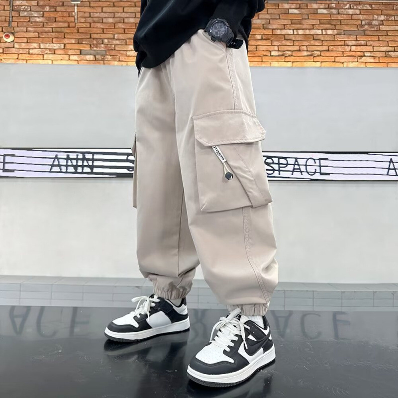 Pantaloni de trening pentru băieți, stil japonez, la modă, de brand, pantaloni cu picior largi, asortați, toamna, stil Hong Kong, îmbrăcăminte de lucru, pantaloni de trening, pantaloni casual cu nas
