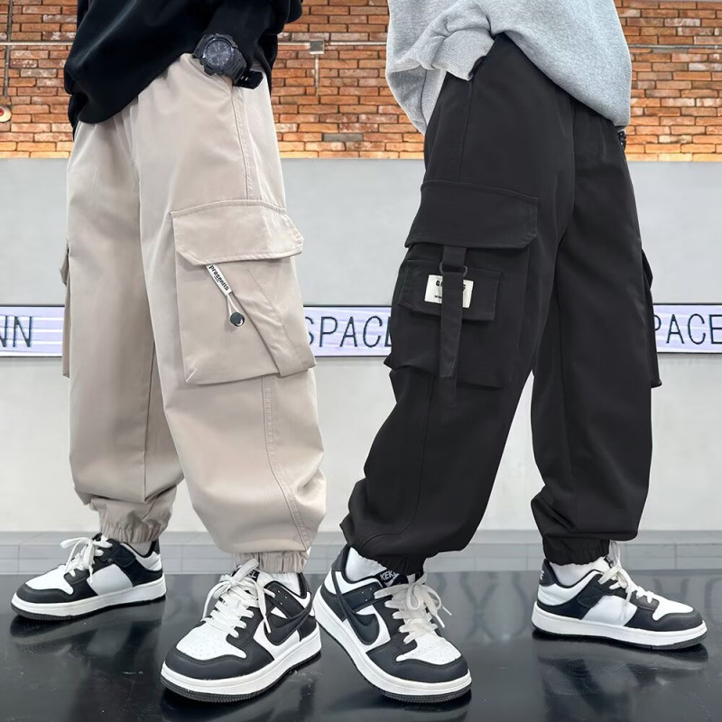 Pantaloni de trening pentru băieți, stil japonez, la modă, de brand, pantaloni cu picior largi, asortați, toamna, stil Hong Kong, îmbrăcăminte de lucru, pantaloni de trening, pantaloni casual cu nas