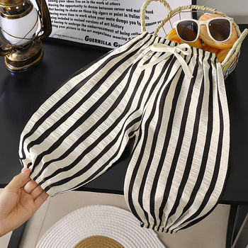 Παιδικό καλοκαιρινό, άνετο, χαλαρό παντελόνι κατά των κουνουπιών για αγόρια, καλοκαιρινό 2025, άνετο και άνετο, με ρίγες σε χρωματική αντίθεση