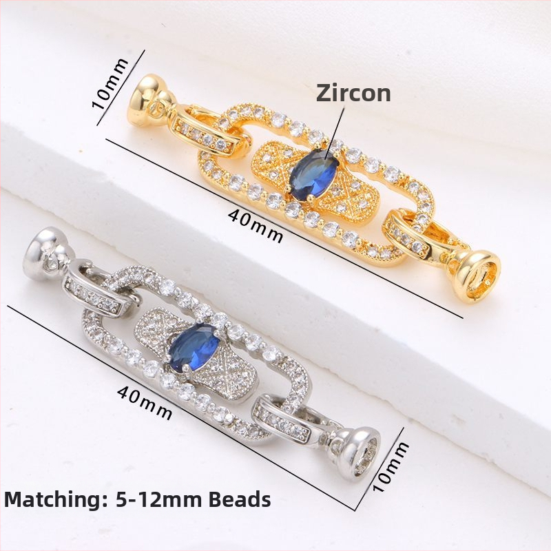 Лека луксозна правоъгълна синя циркониева перлена верижка за пуловер, свързваща катарама, DIY аксесоари за перлени бижута, катарама, затваряща катарама