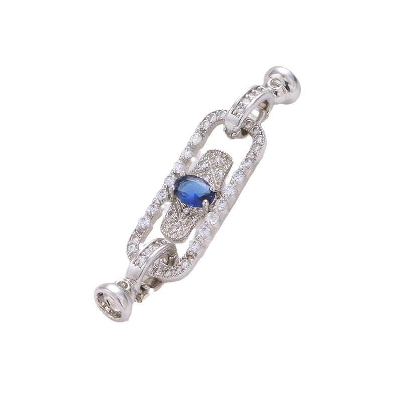 Prabangus šviesus stačiakampis mėlynas cirkonio perlų megztinio grandinėlės vėrinys, jungiantis sagtį „pasidaryk pats“ aksesuarai, perlų papuošalų sagties uždarymo sagtis