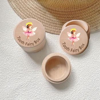 Tiesioginė medinė dantų dėžutė vaikams, dantų dėžutė kūdikiams, lanugo kolekcijos dėžutė vaikų dantų laikymo dėžutė