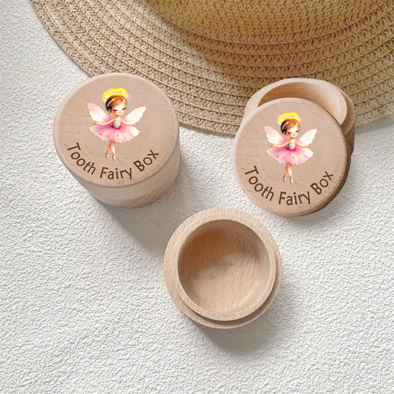 Tiesioginė medinė dantų dėžutė vaikams, dantų dėžutė kūdikiams, lanugo kolekcijos dėžutė vaikų dantų laikymo dėžutė