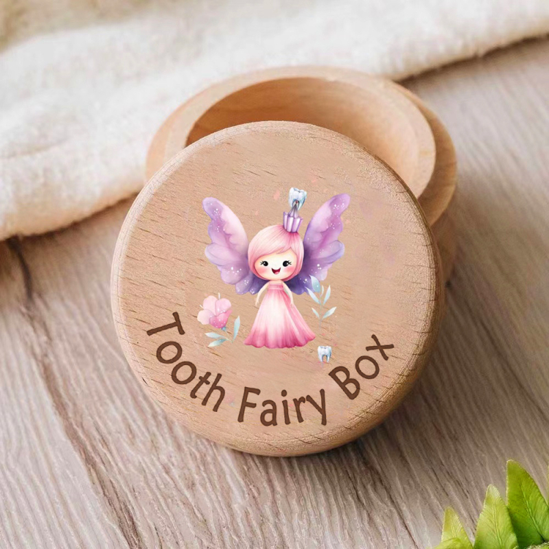 Tiesioginė medinė dantų dėžutė vaikams, dantų dėžutė kūdikiams, lanugo kolekcijos dėžutė vaikų dantų laikymo dėžutė