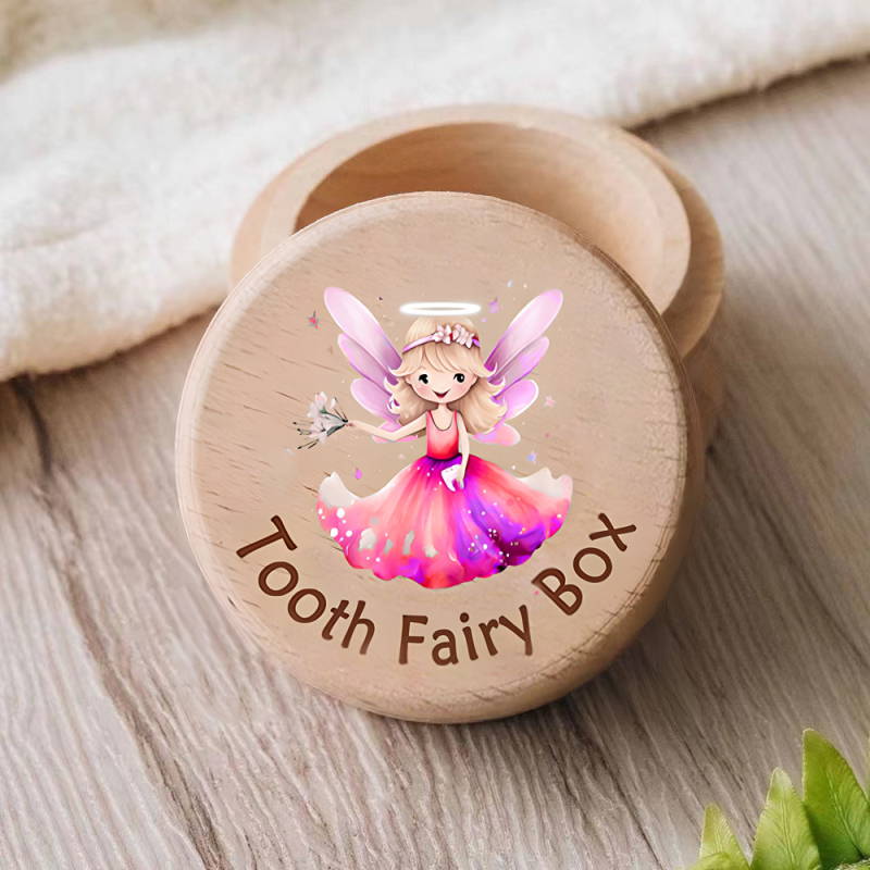 Tiesioginė medinė dantų dėžutė vaikams, dantų dėžutė kūdikiams, lanugo kolekcijos dėžutė vaikų dantų laikymo dėžutė
