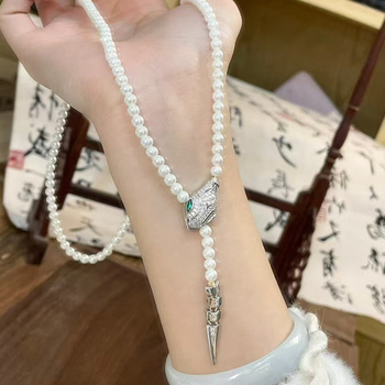 Νέο κολιέ με χάντρες Spirit Snake από ασήμι 925, γυναικείο, φωτεινό, πολυτελές, niche, απλό, πολλαπλών χρήσεων, κλείδα