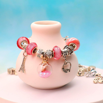 Διαδικτυακό καυτό παιδικό κρυστάλλινο βραχιόλι με κινούμενα σχέδια, χειροποίητα κοσμήματα, 77 τεμάχια σετ δώρου, βραχιόλι για κορίτσια