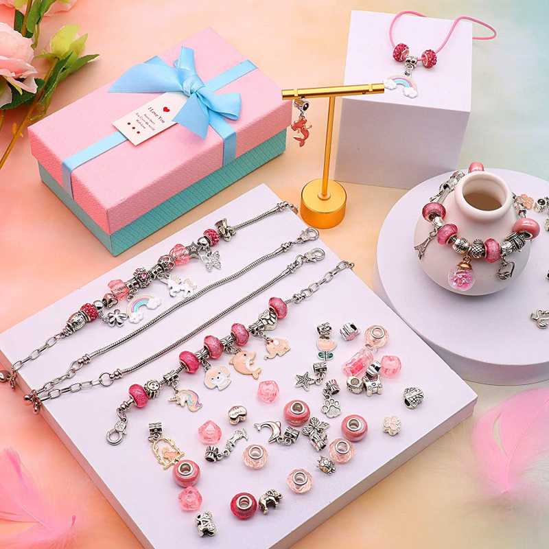 Brățară de cristal pentru copii, desene animate, Internet, fierbinte, bijuterii DIY lucrate manual, set cadou cu 77 de piese, brățară pentru fete