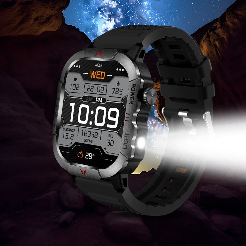 Prekogranični novi elektronički pametni sat za sportove na otvorenom, veliki zaslon, Bluetooth poziv, vodootporni pedometar, praćenje otkucaja srca