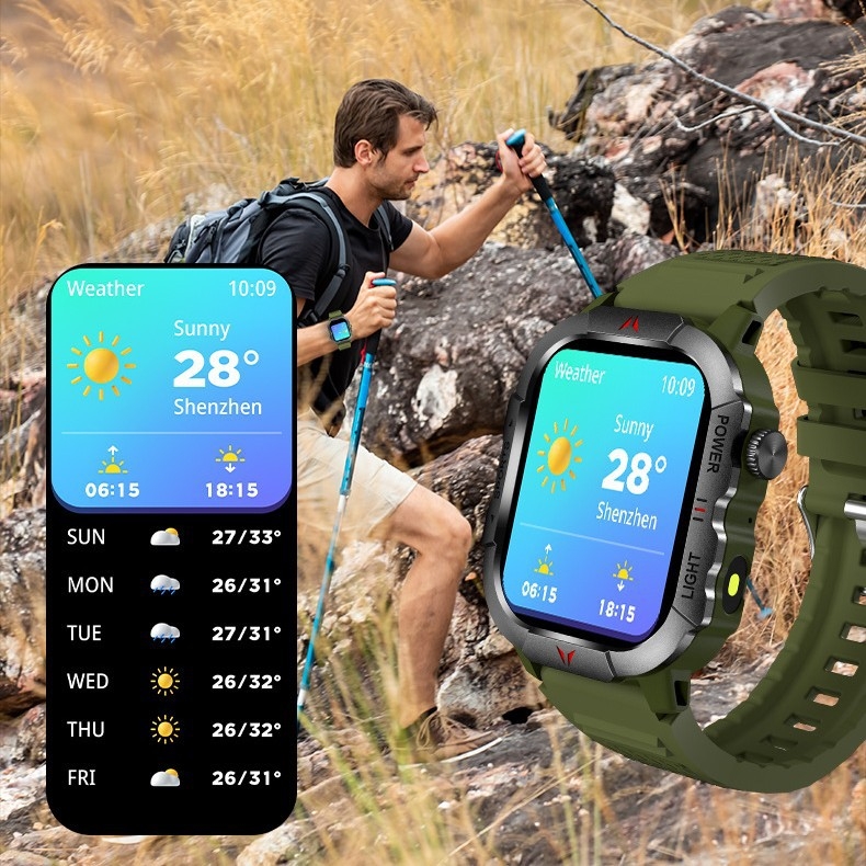 Prekogranični novi elektronički pametni sat za sportove na otvorenom, veliki zaslon, Bluetooth poziv, vodootporni pedometar, praćenje otkucaja srca