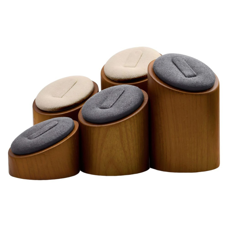 Crni prsteni i naušnice od oraha, stalak za naušnice, rekviziti za pohranu nakita od mikrovlakana od punog drva