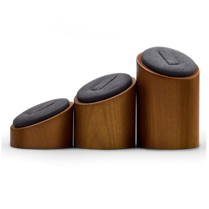 Crni prsteni i naušnice od oraha, stalak za naušnice, rekviziti za pohranu nakita od mikrovlakana od punog drva