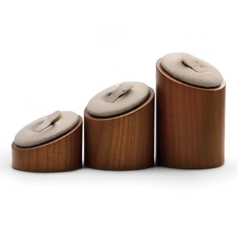 Crni prsteni i naušnice od oraha, stalak za naušnice, rekviziti za pohranu nakita od mikrovlakana od punog drva