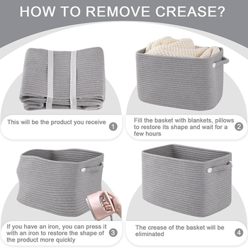 Coș de depozitare decorativ pentru haine murdare, coș de bumbac și frânghie, scandinav, cutie de depozitare diverse, coș de depozitare pentru dormitor