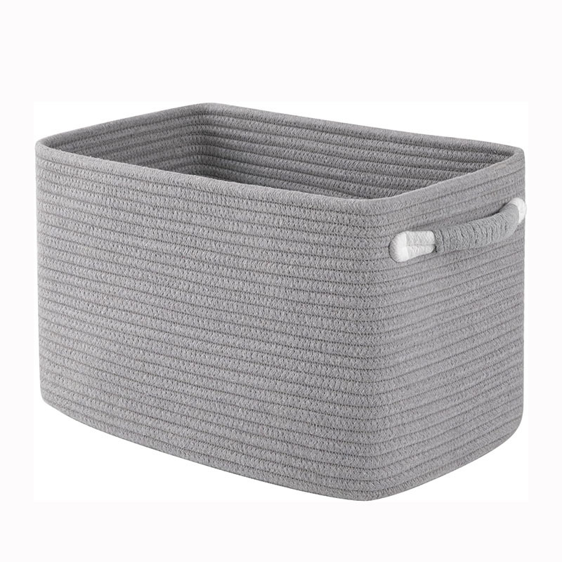 Coș de depozitare decorativ pentru haine murdare, coș de bumbac și frânghie, scandinav, cutie de depozitare diverse, coș de depozitare pentru dormitor