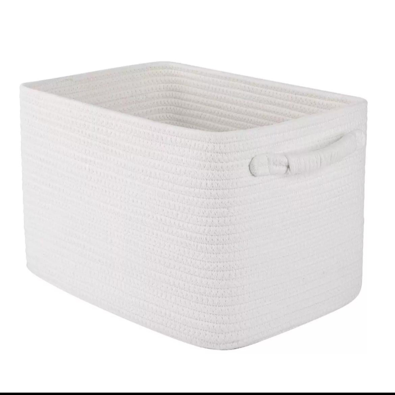 Coș de depozitare decorativ pentru haine murdare, coș de bumbac și frânghie, scandinav, cutie de depozitare diverse, coș de depozitare pentru dormitor