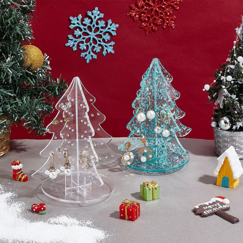 Läbipaistev kõrvarõngaste hoiukarp jõuluteemaline akrüülist kõrvarõngaste vitriin naistele kõrvarõngaste hoidikuga ehteriiul