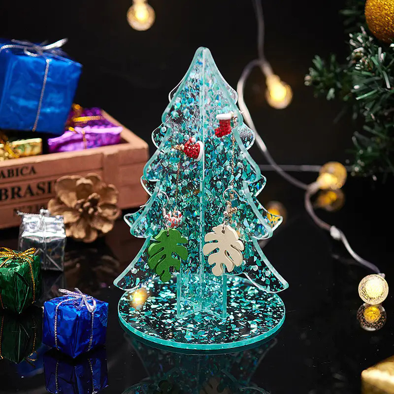 Läbipaistev kõrvarõngaste hoiukarp jõuluteemaline akrüülist kõrvarõngaste vitriin naistele kõrvarõngaste hoidikuga ehteriiul