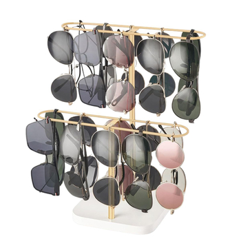 Cezhraničný stojan na slnečné okuliare, podpora označovania, generácia vlasov, zlatý železný displej, skladovanie okuliarov, zdroj rámu okuliarov