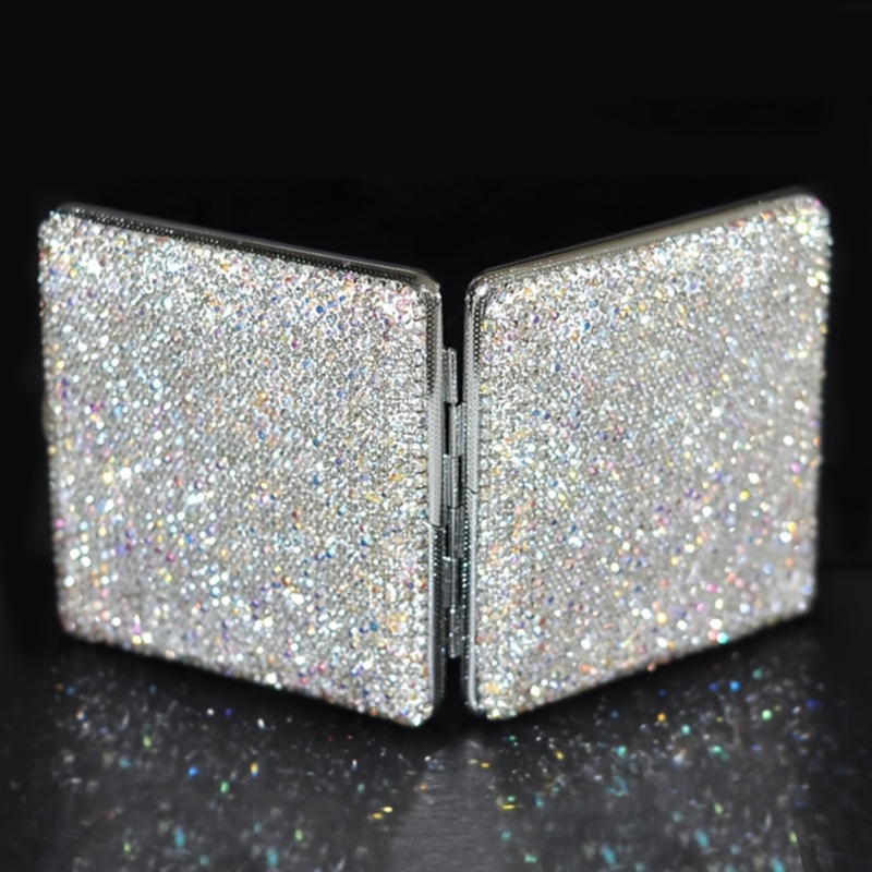 Populaarne tipptasemel kahepoolne teemantidega kaunistatud sigaretikarp, luksuslik, loominguline ja isikupärastatud kivikestega sigaretikarp, piiriülene tipptasemel kaasaskantav sigaretikarp naistele