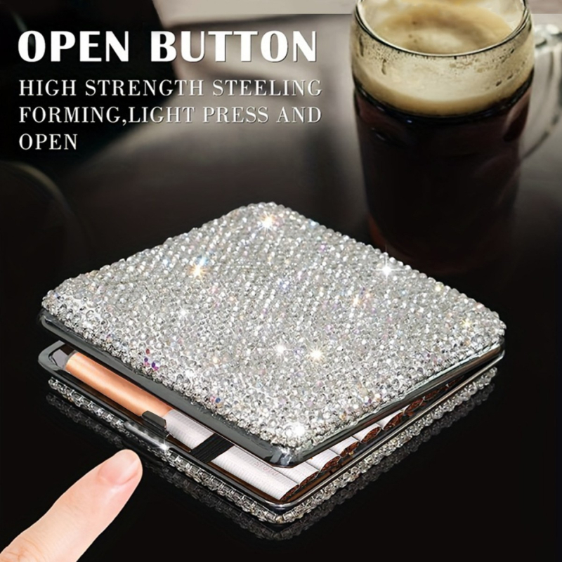 Populaarne tipptasemel kahepoolne teemantidega kaunistatud sigaretikarp, luksuslik, loominguline ja isikupärastatud kivikestega sigaretikarp, piiriülene tipptasemel kaasaskantav sigaretikarp naistele