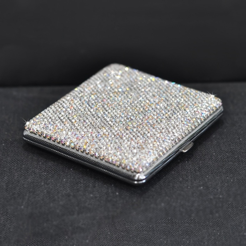 Populaarne tipptasemel kahepoolne teemantidega kaunistatud sigaretikarp, luksuslik, loominguline ja isikupärastatud kivikestega sigaretikarp, piiriülene tipptasemel kaasaskantav sigaretikarp naistele