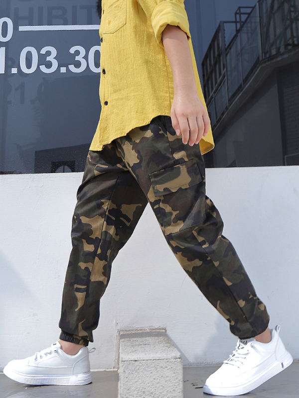 Налични камуфлажни карго панталони CrossBorder за деца, ежедневни панталони за есента, дълги панталони за по-големи деца, модерни детски дрехи