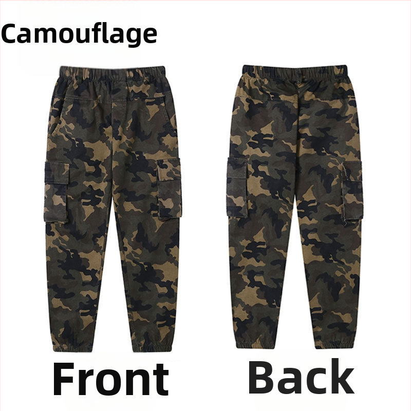 Налични камуфлажни карго панталони CrossBorder за деца, ежедневни панталони за есента, дълги панталони за по-големи деца, модерни детски дрехи
