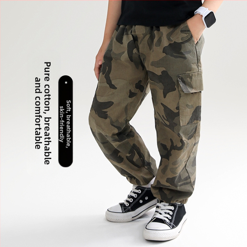 Налични камуфлажни карго панталони CrossBorder за деца, ежедневни панталони за есента, дълги панталони за по-големи деца, модерни детски дрехи