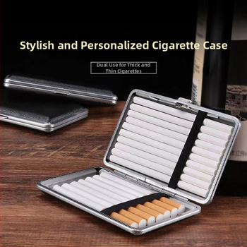 Μεσαίου και Λεπτού Τύπου Κουτί Τσιγάρων, Πακέτο 20 Φορητών Κουτιών Τσιγάρων, Μεταλλική Δερμάτινη Απλή Θήκη Τσιγάρου