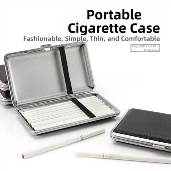 Μεσαίου και Λεπτού Τύπου Κουτί Τσιγάρων, Πακέτο 20 Φορητών Κουτιών Τσιγάρων, Μεταλλική Δερμάτινη Απλή Θήκη Τσιγάρου