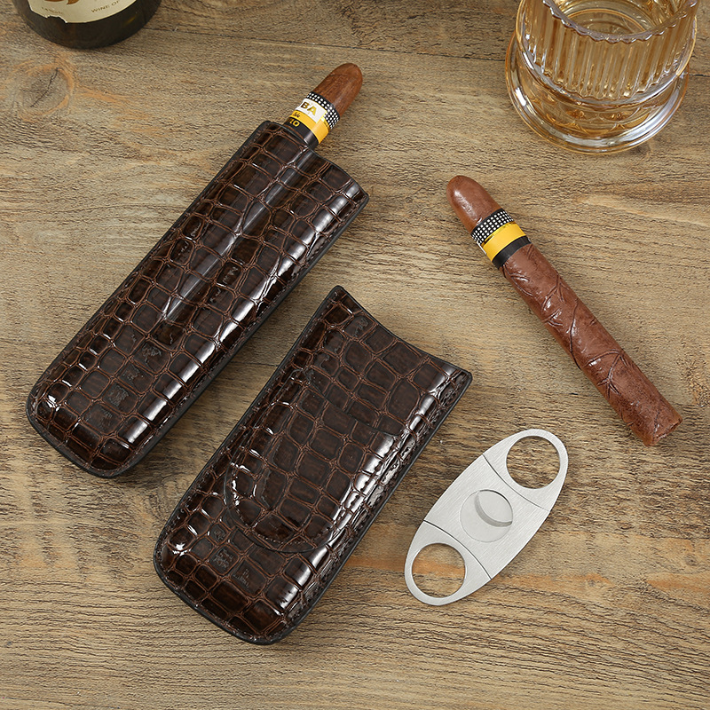 Ārējās tirdzniecības piegāde Pārrobežu piegāde Cigāru tūbiņa Cigāru ādas maciņš Krokodila raksta cigāru mitrinošs ādas maciņš Cigāru tūbiņa