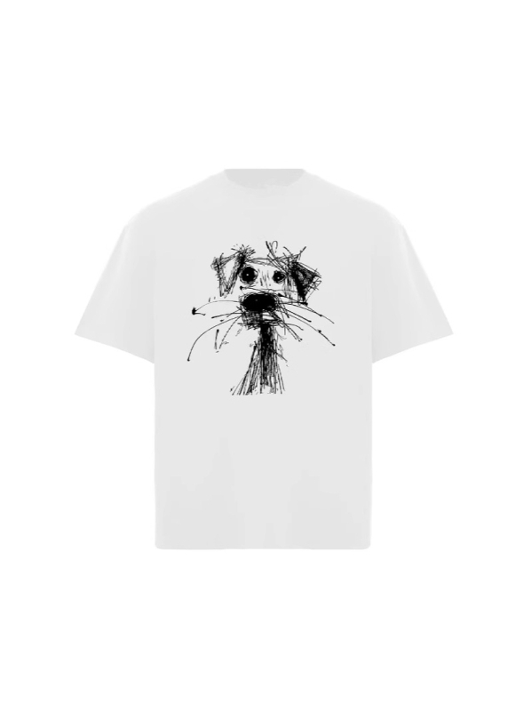 [Sketch Line Puppy] Tricou National Tide Heavy American Retro din bumbac pentru băieți, mânecă scurtă, la modă, nou