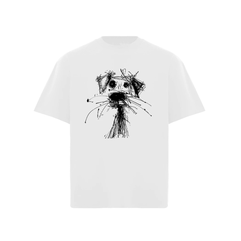 [Sketch Line Puppy] Tricou National Tide Heavy American Retro din bumbac pentru băieți, mânecă scurtă, la modă, nou