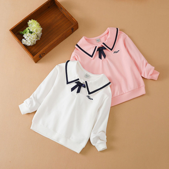 Tüdrukute pikkade varrukatega kevad- ja sügisriietus madruskraega vanematele lastele, moodne Korea stiilis puuvillane laste topp