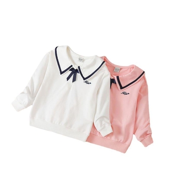 Tüdrukute pikkade varrukatega kevad- ja sügisriietus madruskraega vanematele lastele, moodne Korea stiilis puuvillane laste topp