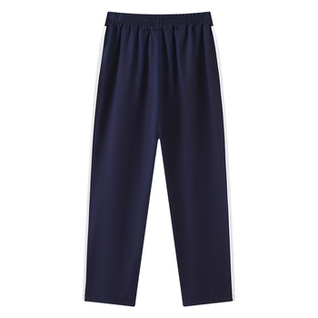 Poiste suvised õhukesed püksid põhi- ja algkooliõpilastele, koolivormi püksid kahe triibuga, mustad ja tumesinised spordipüksid, sirge säärega koolipüksid