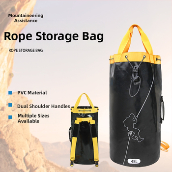 Pārrobežu karsti pārdota āra sporta virvju uzglabāšanas soma alpīnismam, klinšu kāpšanas soma, salokāma plecu virvju soma, upes mugursoma